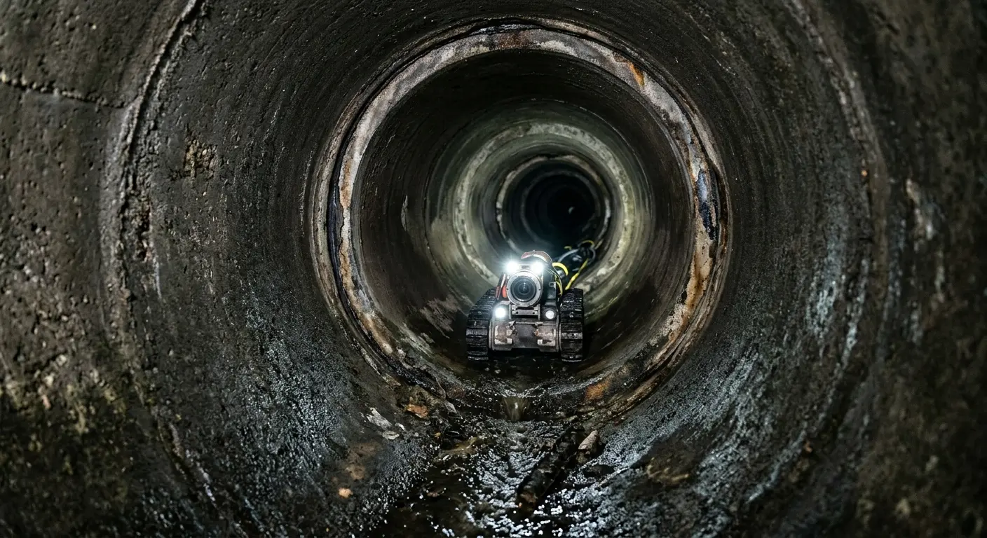 Robotic sewer camera inspecting pipe interior for Drain Snake Service in Moultrie